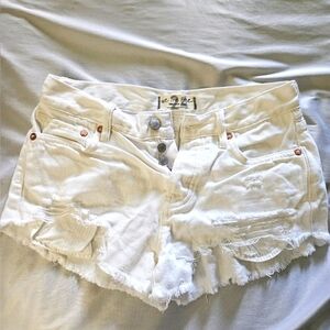 We The Free White Distressed Jean Shorts